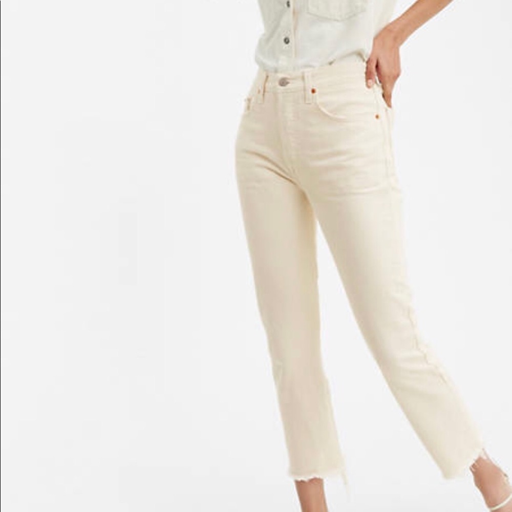 Levi’s 501 white cropped jeans